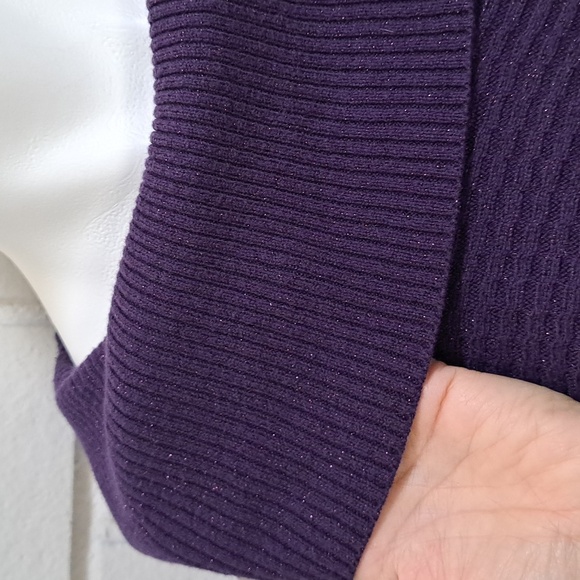 Alfani Purple Shimmer Off The Sholder Sweater Dress. Size Small - Picture 7 of 10
